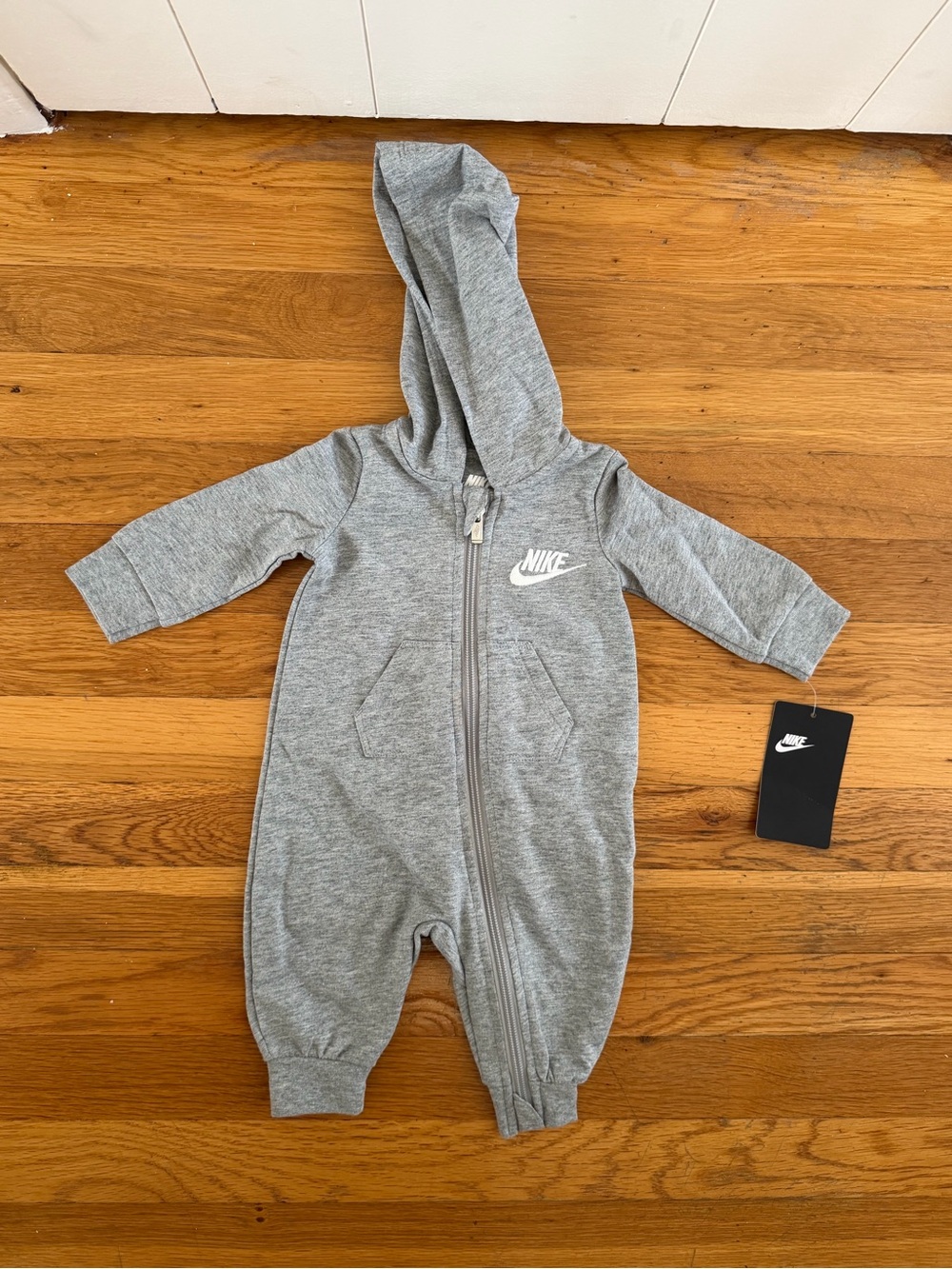 Nike Baby Hooded Romper | Gray | NWT | 3M